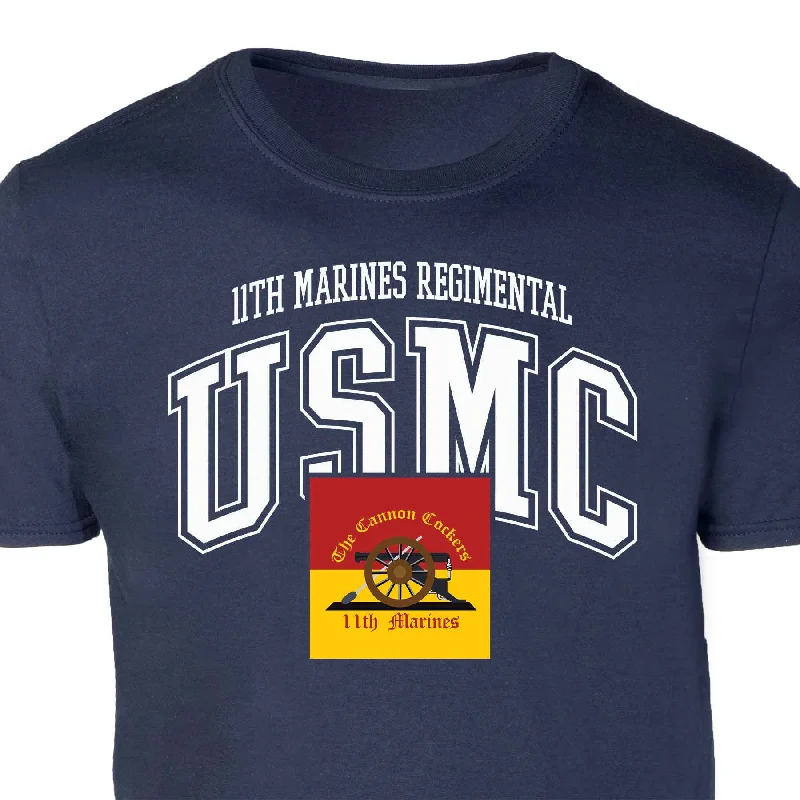 Deal Explosion 11th Marines Regimental Arched Patch Graphic T-shirt