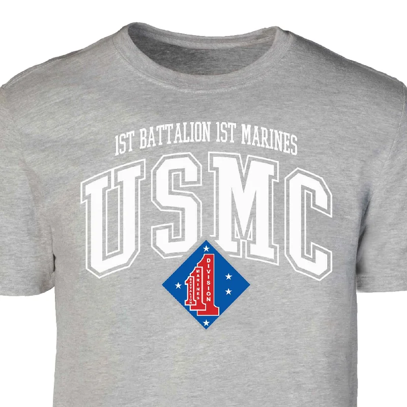Warehouse Sale 1st Battalion 1st Marines Arched Patch Graphic T-shirt