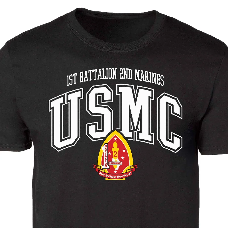 Massive Deals 1st Battalion 2nd Marines Arched Patch Graphic T-shirt