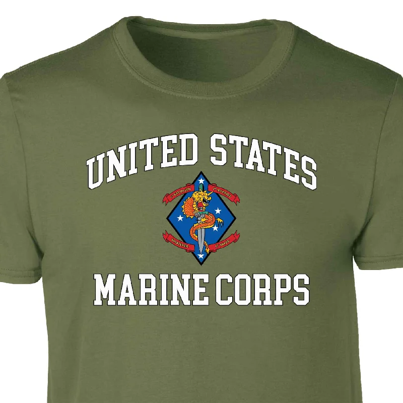 Closeout Sale 1st Battalion 4th Marines USMC  Patch Graphic T-shirt