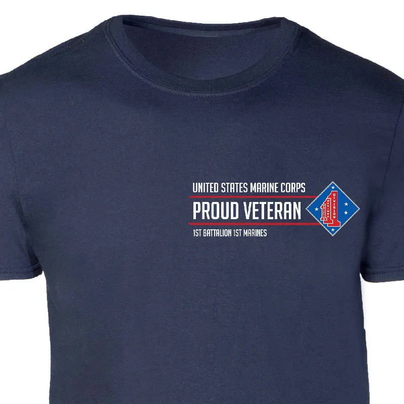 Extra Savings 1st Battalion 1st Marines Proud Veteran Patch Graphic T-shirt