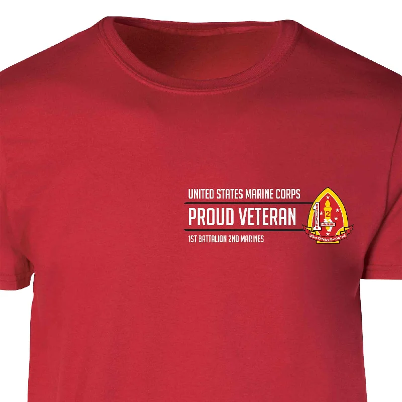 Factory Direct Sale 1st Battalion 2nd Marines Proud Veteran Patch Graphic T-shirt
