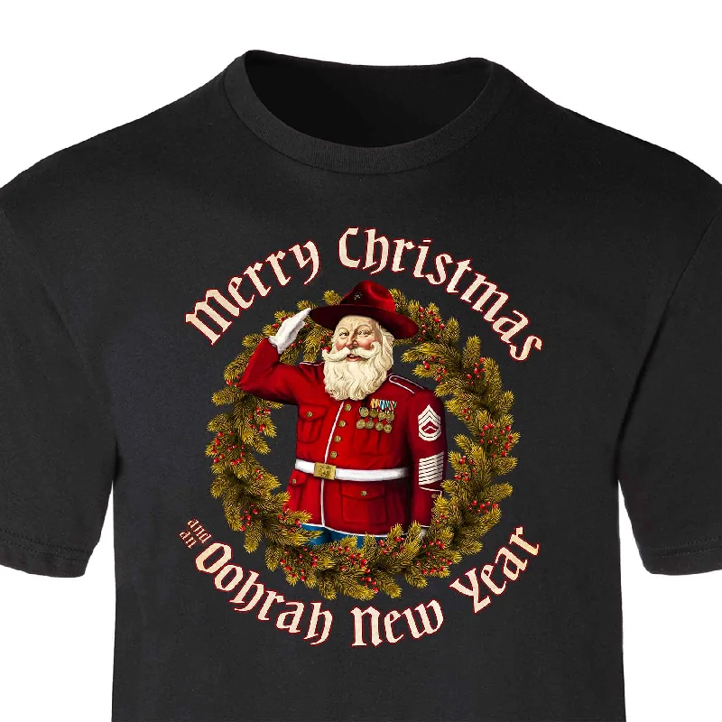 Exclusive Deal USMC Merry Christmas and an Oohrah New Year T-shirt