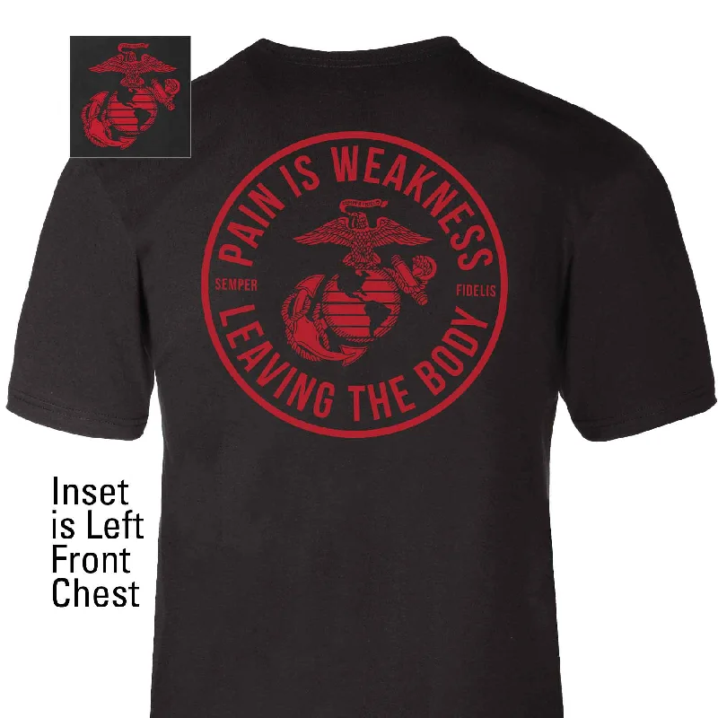 Limited Time Discount USMC Pain Is Weakness Leaving The Body T-shirt
